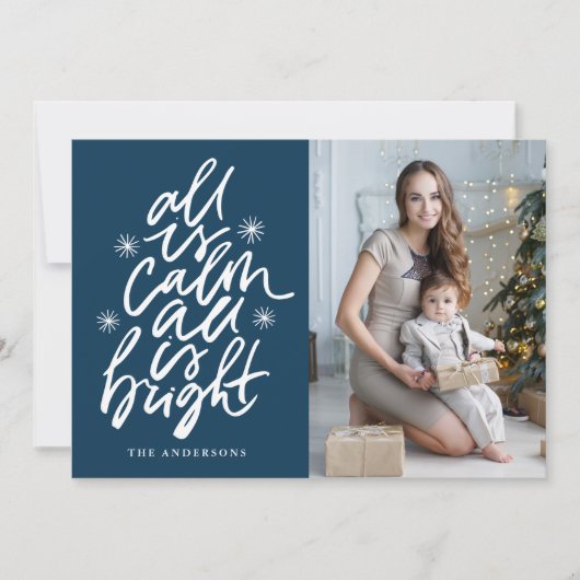 手で文字すべて落ち着いているAll明るい海軍の写真 シーズンカード (正面)