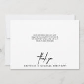 手で文字を入れたモダンフォトマスタードイエロー サンキューカード (裏面)