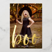 手で書いたブーのハロウィーン 箔シーズンカード (正面)