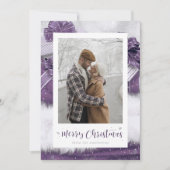 手で書かれた紫の雪の写真クリスマスカード シーズンカード (正面)