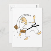 手で板を切る漫画の空手マン ポストカード (正面/裏面)