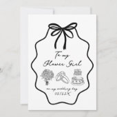 手で私の花の女の子に弓を引結婚く 招待状 (正面)