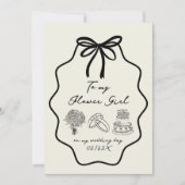 手で私の花の女の子に弓を引結婚く 招待状 (正面)