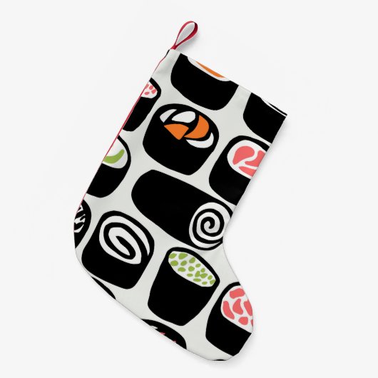 手で継絵を描ぎ目のない模様をV型アジア料理と一緒に作る スモールクリスマスストッキング (正面 (吊り時))