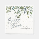 手で緑豊書かなユーカリ赤ちゃんシャワー スタンダードカクテルナプキン (正面)