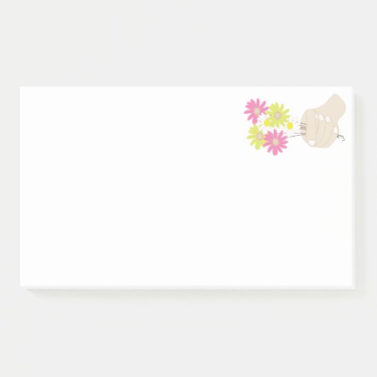 手で花を持つ ポストイット (正面)