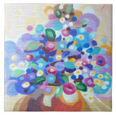 手で見た宝石の明るい花色彩の鮮やか咲き タイル (正面)