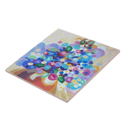 手で見た宝石の明るい花色彩の鮮やか咲き タイル (側面)