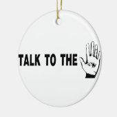 手で話す セラミックオーナメント (左)