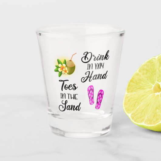 手で飲み、砂の中の足指 ショットグラス (正面)