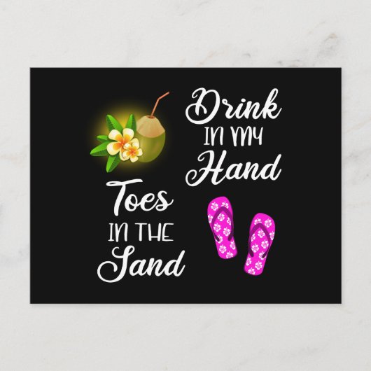手で飲み、砂の中の足指 ポストカード (正面)