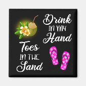 手で飲み、砂の中の足指 マグネット (正面)