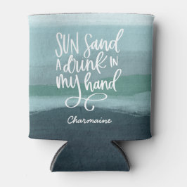 手で飲む |青カスタム抽象芸術アート 缶クーラー