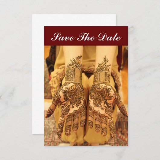手でHennaが付いている日付カードを救って下さい セーブザデート (正面/裏面)
