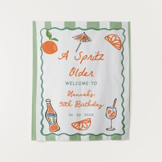 手でSpritzの古い誕生日パーティーを描いた タペストリー (正面)