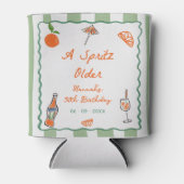 手でSpritzの古い誕生日パーティーを描いた 缶クーラー (正面)