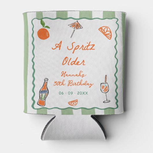 手でSpritzの古い誕生日パーティーを描いた 缶クーラー (正面)