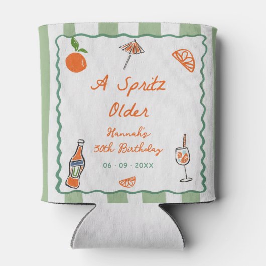 手でSpritzの古い誕生日パーティーを描いた 缶クーラー (裏面)