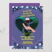 手とガラス、離婚が完了 – 離婚パーティー 招待状 (正面/裏面)