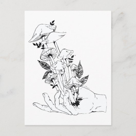 手とキノコ ポストカード (正面)