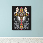 手とゴシックの十字架 キャンバスプリント (インサイチュ (ウッドフロア))