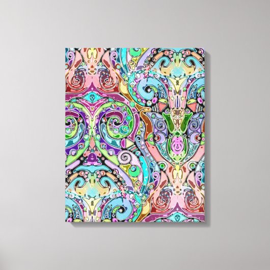 手とデジタル絵を描パターン10 キャンバスプリント (正面)