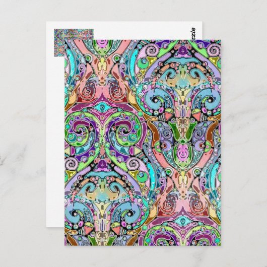 手とデジタル絵を描パターン10 ポストカード (正面/裏面)