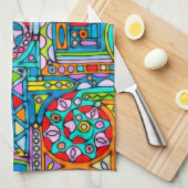 手とデジタル絵を描パターン53 キッチンタオル (四つ折り)