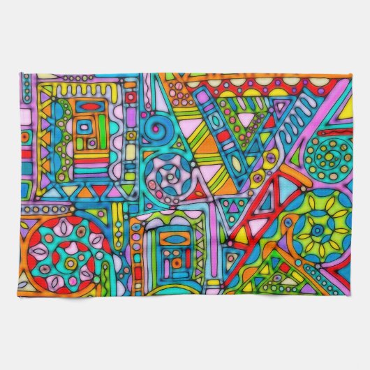 手とデジタル絵を描パターン53 キッチンタオル (横)