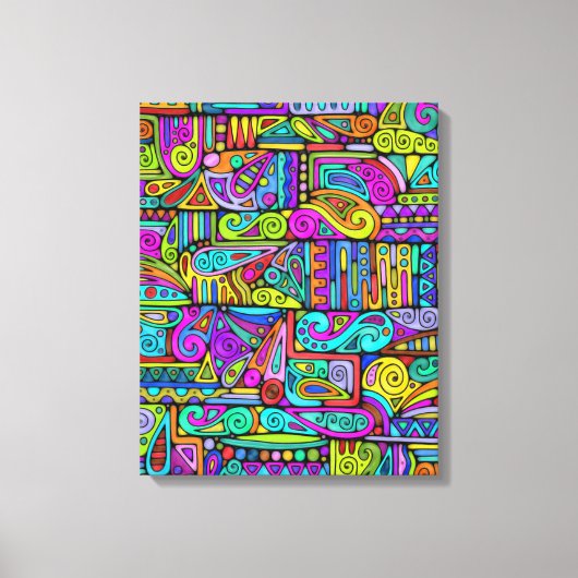 手とデジタル絵を描パターン5 キャンバスプリント (正面)