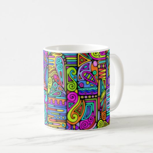 手とデジタル絵を描パターン5 コーヒーマグカップ (正面右)