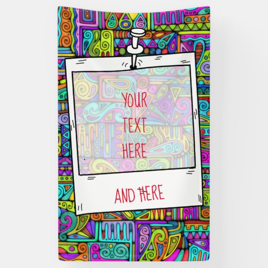 手とデジタル絵を描パターン5 横断幕 (縦)