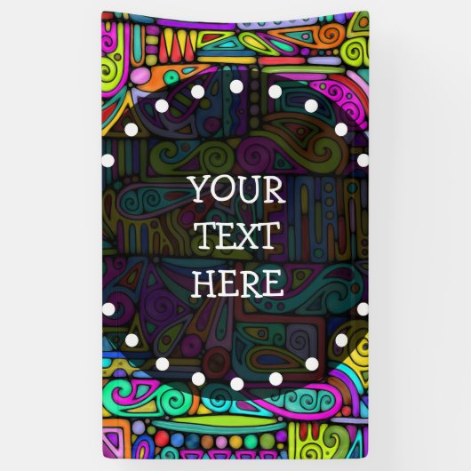 手とデジタル絵を描パターン5 横断幕 (縦)