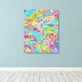 手とデジタル絵を描パターン7 キャンバスプリント (インサイチュ (ウッドフロア))