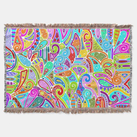 手とデジタル絵を描パターン7 スローブランケット (正面)