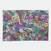 手とデジタル絵を描パターン8 キッチンタオル (横)