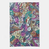 手とデジタル絵を描パターン8 キッチンタオル (縦)