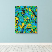 手とデジタル絵を描パターンArt 21 キャンバスプリント (インサイチュ (ウッドフロア))