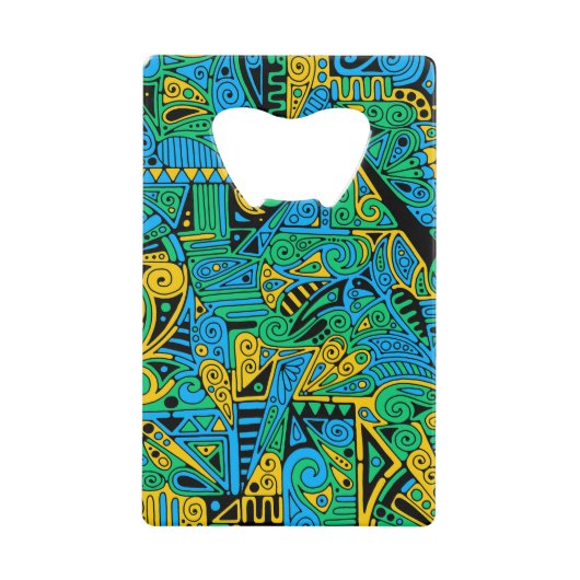 手とデジタル絵を描パターンArt 21 クレジットカード栓抜き (正面)