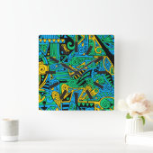 手とデジタル絵を描パターンArt 21 スクエア壁時計 (ホーム)