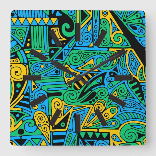 手とデジタル絵を描パターンArt 21 スクエア壁時計 (正面)