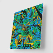 手とデジタル絵を描パターンArt 21 スクエア壁時計 (傾斜)