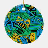 手とデジタル絵を描パターンArt 21 セラミックオーナメント (裏面)