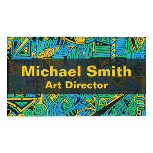 手とデジタル絵を描パターンArt 21 名札 (正面)