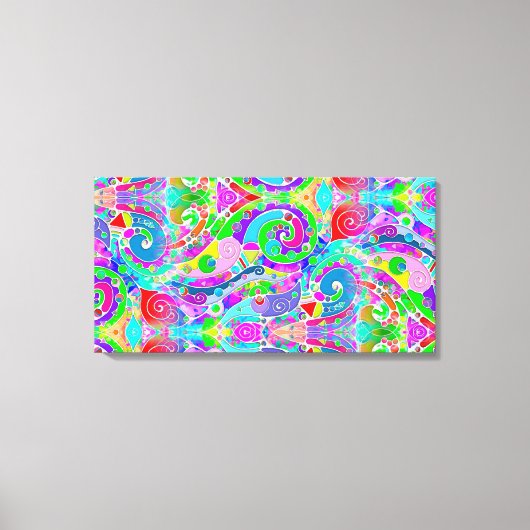 手とデジタル絵を描パターンArt 22 キャンバスプリント (正面)