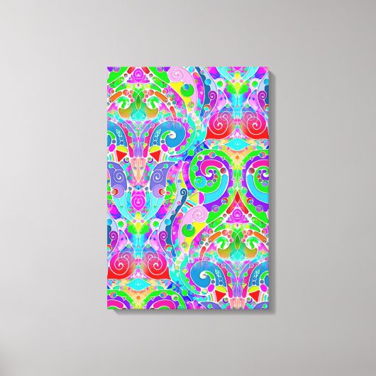 手とデジタル絵を描パターンArt 22 キャンバスプリント (正面)