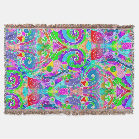 手とデジタル絵を描パターンArt 22 スローブランケット (正面)