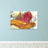 手とハートの組み包まれた付き キャンバスプリント (インサイチュ (ウッドフロア))