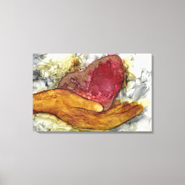 手とハートの組み包まれた付き キャンバスプリント