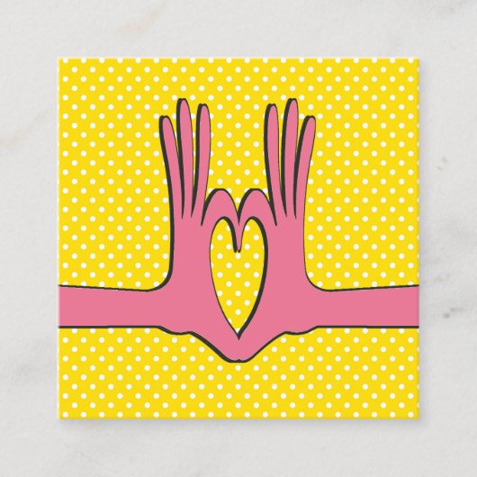 手とハートギフトの囲い名刺 スクエア名刺 (正面)